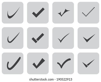 Vector confirm icons set. Yes icon. Check Mark icon.