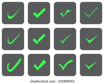 Vector confirm icons set. Yes icon. Check Mark icon.