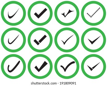 Vector confirm icons set. Yes icon. Check Mark icon.