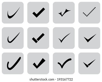 Vector confirm icons set. Yes icon. Check Mark icon.