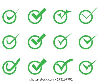 Vector confirm icons set. Yes icon. Check Mark icon.
