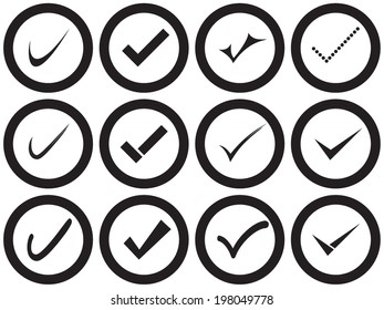 Vector confirm icons set. Yes icon. Check Mark icon.