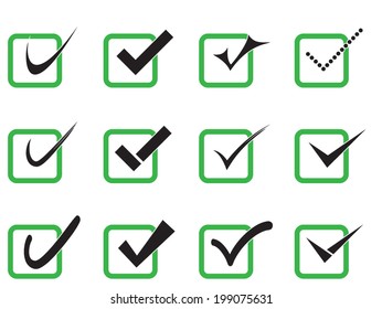 Vector confirm icons set. Yes icon. Check Mark icon.