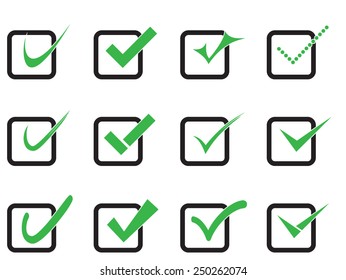 Vector confirm icons set. Yes icon. Check Mark icon.
