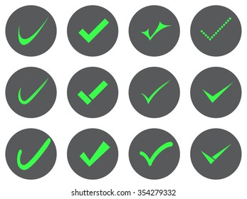 Vector confirm icons set. Yes icon. Check Mark icon.