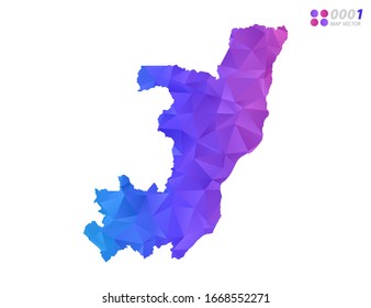 Vector Congo map colorful polygon triangle mosaic with white background. style gradient.