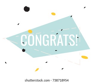 Vector congrats template. Simple cool illustration label. Graphic greeting poster, congratulation paper text. Lucky special sign banner