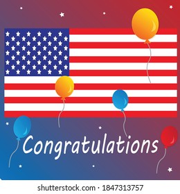Vector Congratulate US flag background.
