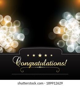 Vector congratulation banner with blurred lights background illustration