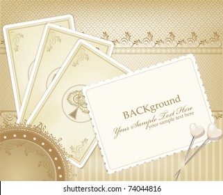 vector congratulation gold retro background with  playing cards