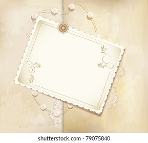 vector congratulation gold retro background with pearls, lace, letter