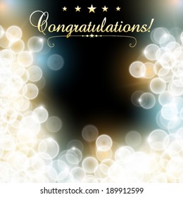 Vector congratulation illustration with blurred lights background