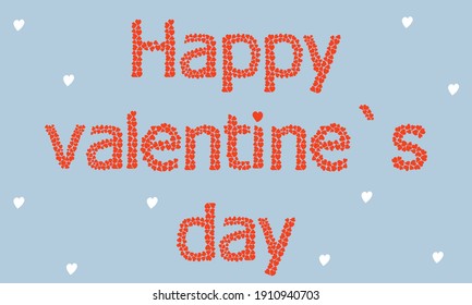 Vector congratulation Valentine's day made from flower petals on a blue background. Declaration of love. Postcard.