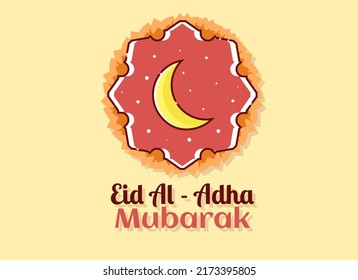 vector congratulations Eid al-Adha with the concept of a crescent moon in the middle. vector illustration. eid ul adha vector. Eid al-Adha. can be used for banners, backgrounds, and religious purposes