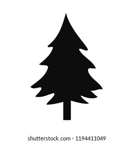 Vector Conifer Tree. Silhouette Isolated On White Background.