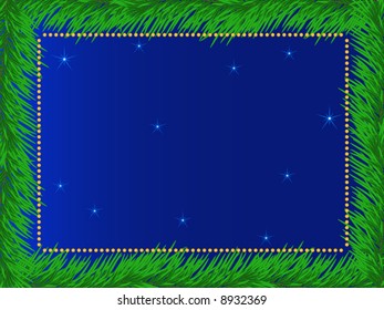 Vector. A conifer under a starry sky.