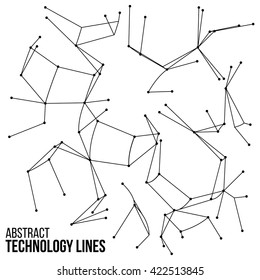 Vector connect black lines illustration. Outline tech background. Business network abstract concept. Technology and digital backdrop with mesh. Stripes, dots and point design.