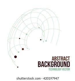Vector connect circle lines illustration. Outline tech background. Business network abstract concept. Technology and digital backdrop with mesh. Stripes, dots and point design.
