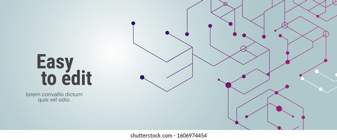 Vector connect lines and dots. Banner template for technology.