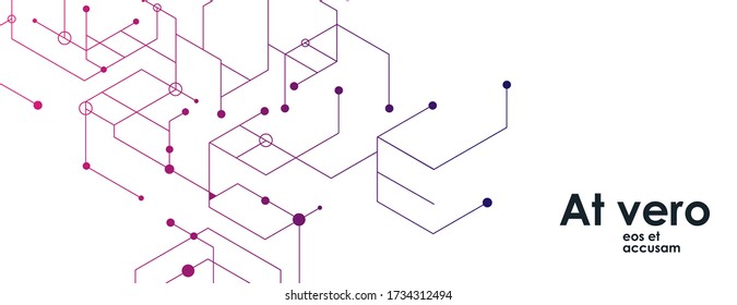 Los vectores conectan líneas y puntos. Plantilla de banner para tecnología.