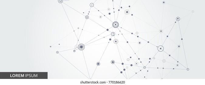 Vector connect lines and dots. Banner template for science and technology.