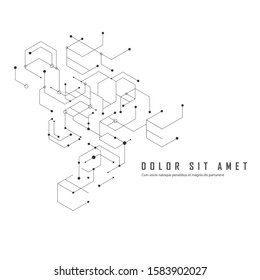 Vector connect lines and dots. Hexagon abstract template for technology