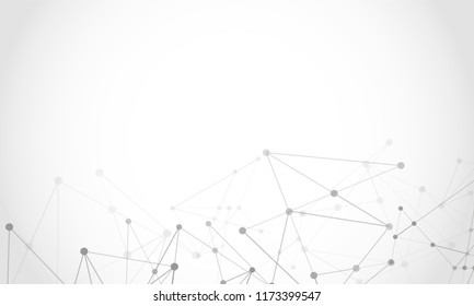 Vector connect lines and dots. Network nodes. Banner template for technology. Connection science and technology background. Molecular, social media, digital structure, connected points.
