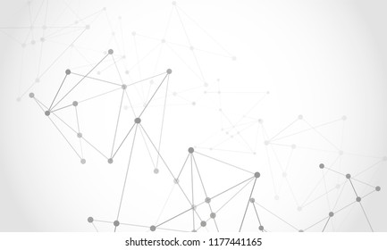 Vector connect lines and dots. Network nodes. Banner template for technology. Connection science and technology background. Molecular, social media, digital structure, connected points.