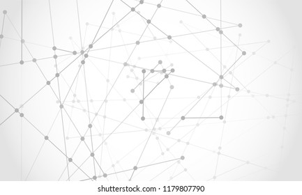 Vector connect lines and dots. Network nodes. Banner template for technology. Connection science and technology background. Molecular, social media, digital structure, connected points.