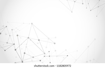 Vector connect lines and dots. Network nodes. Banner template for technology. Connection science and technology background. Molecular, social media, digital structure, connected points.