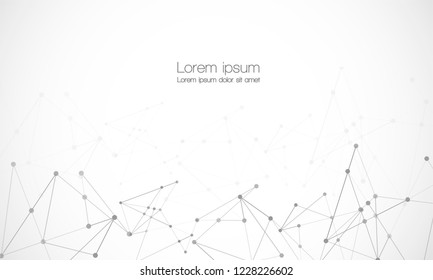 Vector connect lines and dots. Network nodes. Banner template for technology. Connection science and technology background. Molecular, social media, digital structure, connected points.