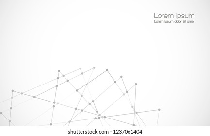 Vector connect lines and dots. Network nodes. Banner template for technology. Connection science and technology background. Molecular, social media, digital structure, connected points.