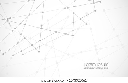 Vector connect lines and dots. Network nodes. Banner template for technology. Connection science and technology background. Molecular, social media, digital structure, connected points.