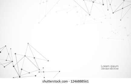 Vector connect lines and dots. Network nodes. Banner template for technology. Connection science and technology background. Molecular, social media, digital structure, connected points.