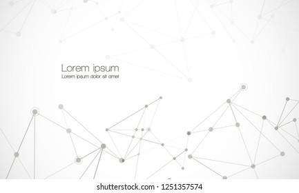 Vector connect lines and dots. Network nodes. Banner template for technology. Connection science and technology background. Molecular, social media, digital structure, connected points.