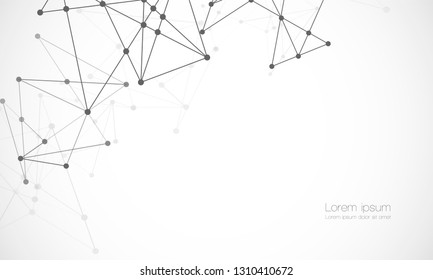 Vector connect lines and dots. Network nodes. Banner template for technology. Connection science and technology background. Molecular, social media, digital structure, connected points. - Vector