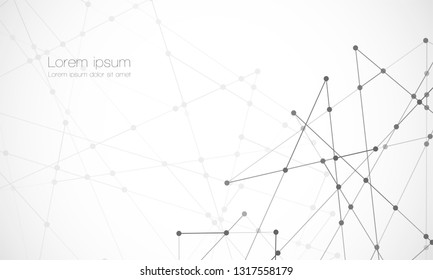 Vector connect lines and dots. Network nodes. Banner template for technology. Connection science and technology background. Molecular, social media, digital structure, connected points. - Vector