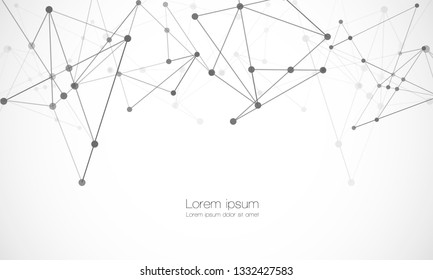 Vector connect lines and dots. Network nodes. Banner template for technology. Connection science and technology background. Molecular, social media, digital structure, connected points. - Vector