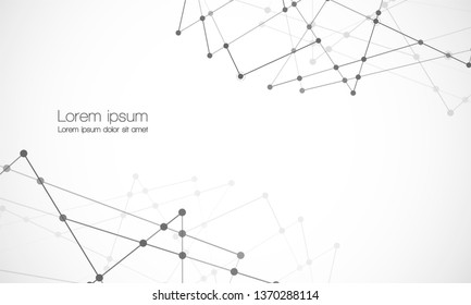 Vector connect lines and dots. Network nodes. Banner template for technology. Connection science and technology background. Molecular, social media, digital structure, connected points. - Vector