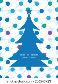 Vector connected dots Christmas tree silhouette pattern frame card template