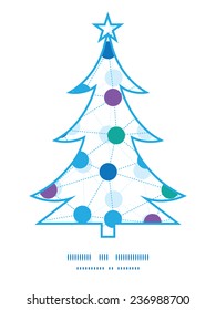 Vector connected dots Christmas tree silhouette pattern frame card template