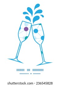 Vector connected dots toasting wine glasses silhouettes pattern frame