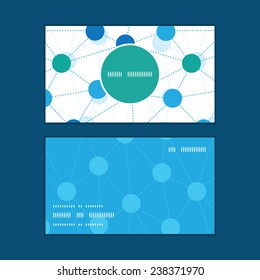 Vector connected dots vertical round frame pattern business cards set