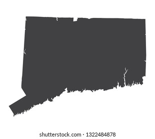 Vector Connecticut Map silhouette. Isolated vector Illustration. Black on White background.