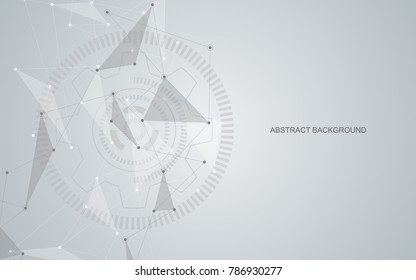 Vector connecting dots and lines. Global network connection. Geometric connected abstract background