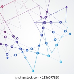 Vector connecting dots and lines, network geometric design with abstract background.