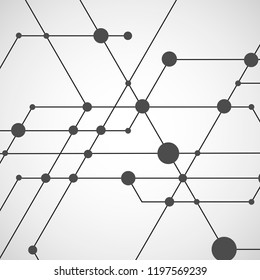 Vector connecting dots and lines on white background.