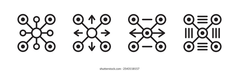 Symbolsatz für Vektorverbindung. Symbole verbinden