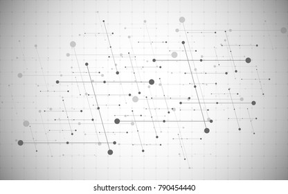 Vector connecting lines and dots. Global creative social network with abstract polygonal background