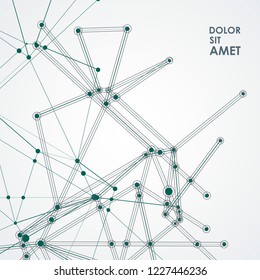 Vector connecting structure with dots and lines and geometric technology abstract background.